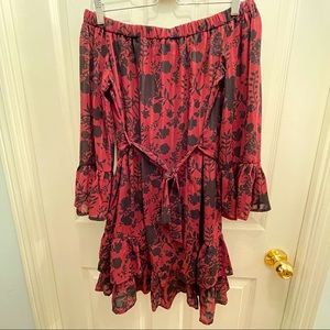 Dex off-shoulder floral mini dress